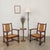 Incredible pair of carved wood armchairs by Charles Dudouyt from France, 1940s. Beautiful woven rush back and seat....