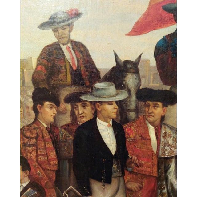 19th Century E. Velier Oil Painting on Canvas Spanish Matador Porcession For Sale - Image 10 of 12