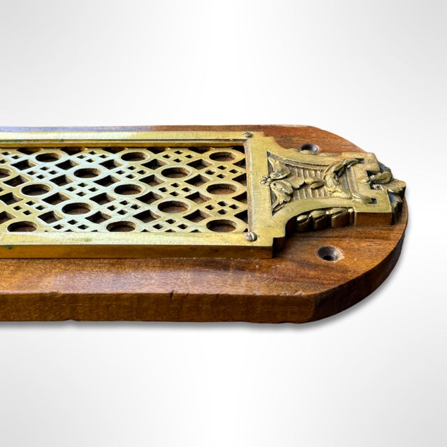 Vintage French Bronze & Wood Decorative Wall Accent For Sale - Image 4 of 7