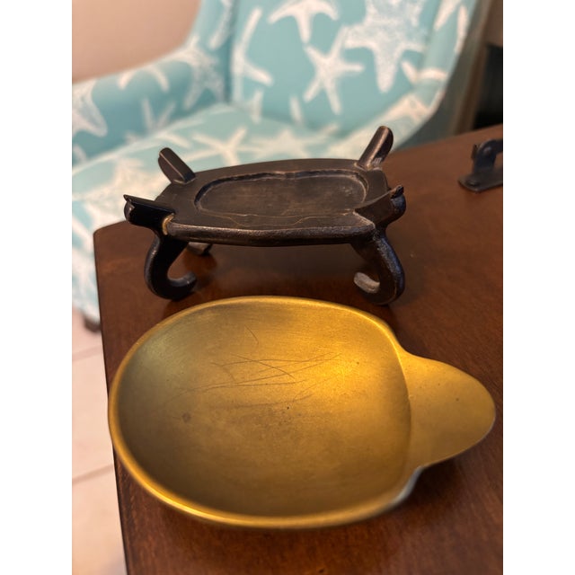 Mid-Century Modern Vintage Austrian Brass Ashtray With Display Stand For Sale - Image 3 of 6