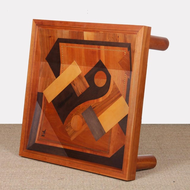 Square Coffee Table with Marquetry, 1985, in Good conditions. Designed 1980 to 1989