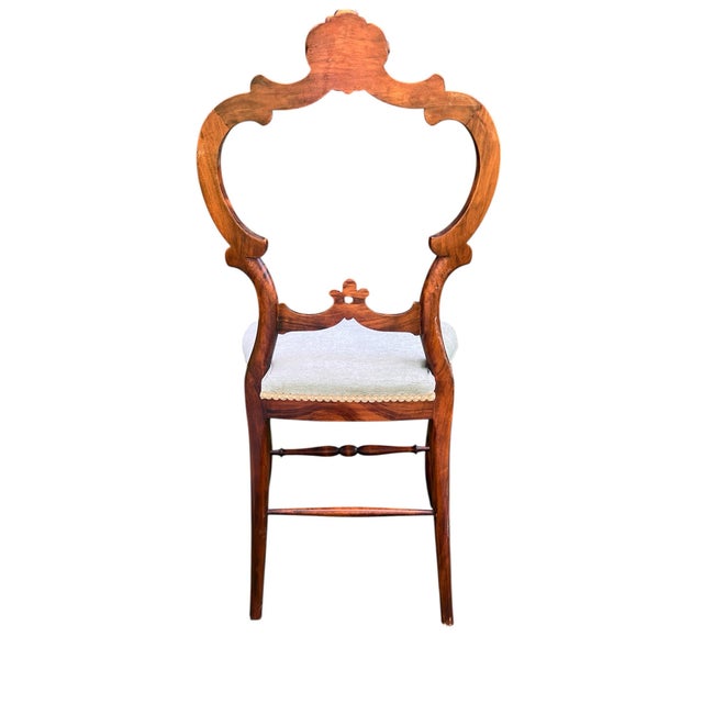Sky Blue Antique Victorian Rosewood Parlor or Dressing Chair For Sale - Image 8 of 12