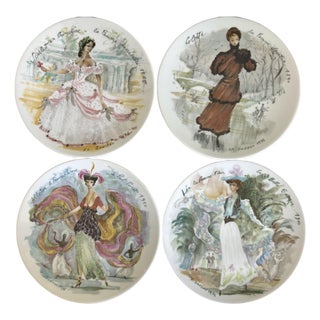 1970s D’Arceau Limoges Les Femmes Du Siècle Fashion Plates by François Ganeau – Set of 4 For Sale