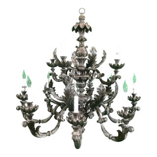 Vintage Italian Hand Carved 2 Tier Chandelier With 12 Lights For Sale