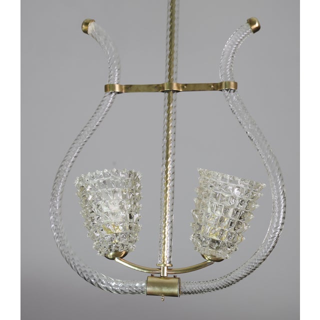 1940s Amazing 2 Light Clear Rostrato Murano Glass Chandelier by Barovier & Toso For Sale - Image 10 of 15