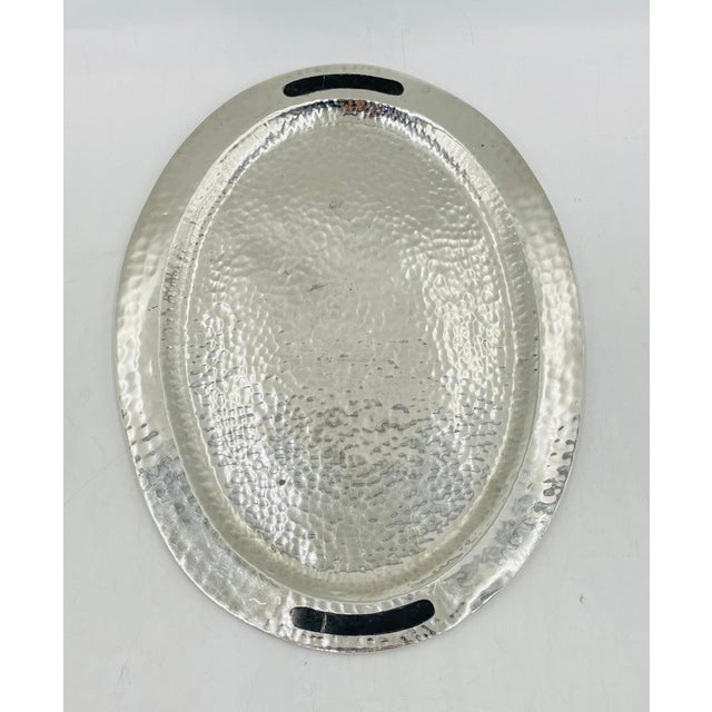 Silver Mexican Modern Hammered Silver Tray by Emilia Castillo, Taxco Mexico 1980s For Sale - Image 8 of 12