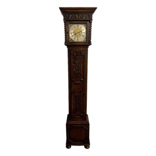 Antique Edwardian Oak Triple Weight Chiming Grandmother Clock, 1900 For Sale