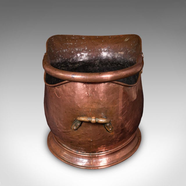 Antique Helmet Coal Scuttle, English, Copper, Fireplace Fuel Keeper, Victorian For Sale - Image 4 of 10