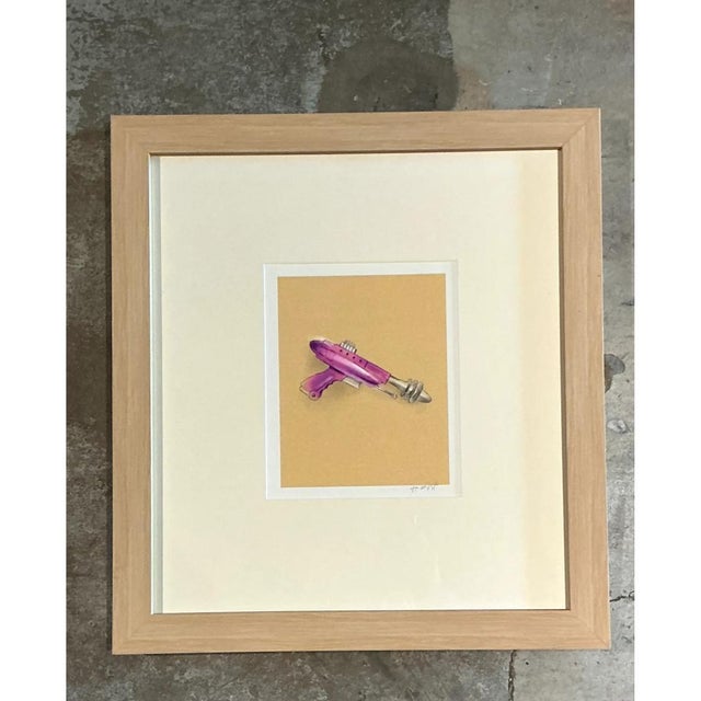 Early 21st Century Vintage Framed Ray Gun Illustration on Paper For Sale - Image 5 of 12