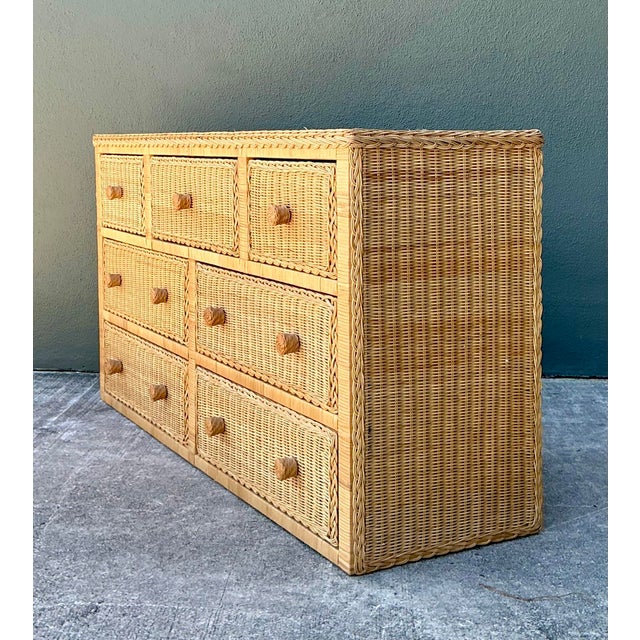 Vintage Woven Rattan Dresser For Sale - Image 4 of 12