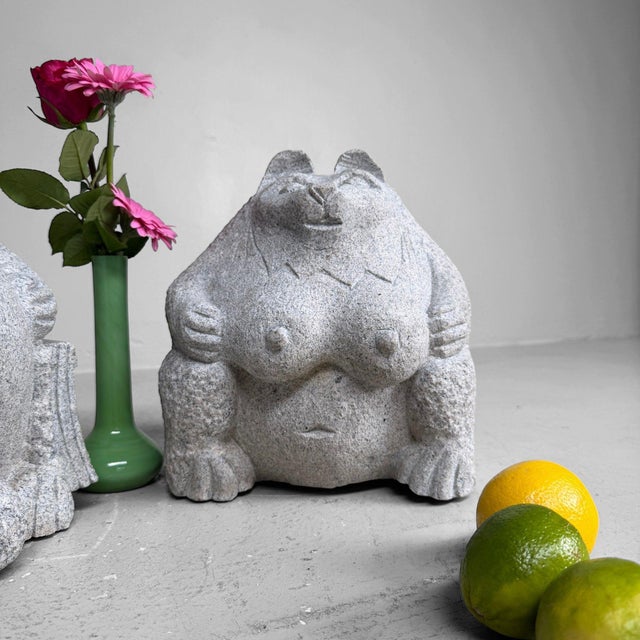 Shōwa Japanese Stone Tanuki, 1960, Set of 2 For Sale - Image 6 of 11