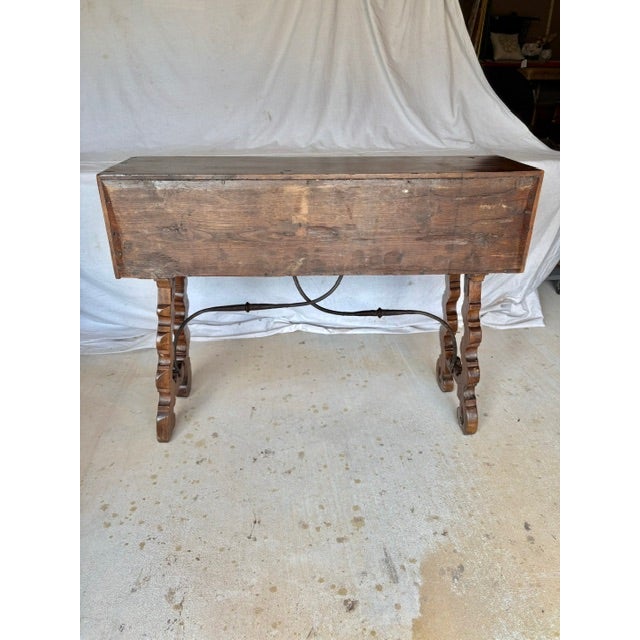 18th Century Spanish Walnut and Iron Three Drawer Console Table For Sale - Image 15 of 15