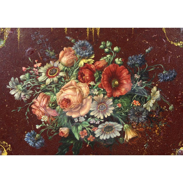 Wood Victorian Papier Mache Tray Table For Sale - Image 7 of 12