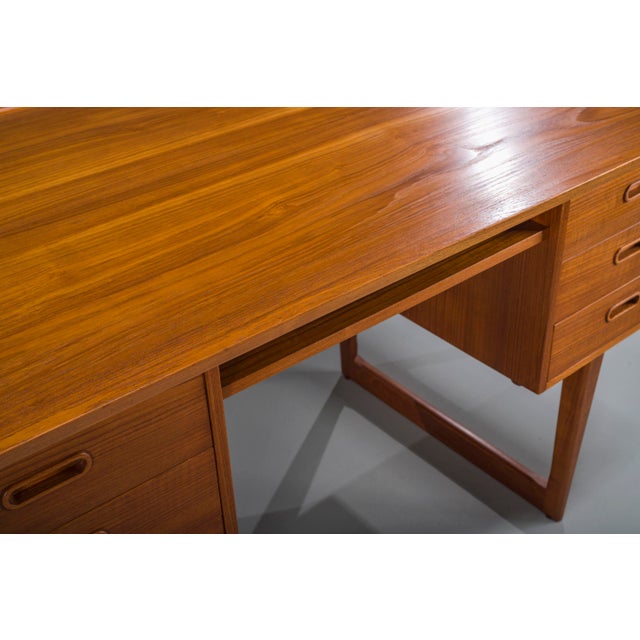 Mid-Century Danish Freestanding Teak Desk with Raised Lip Edge, 1960s For Sale - Image 15 of 18