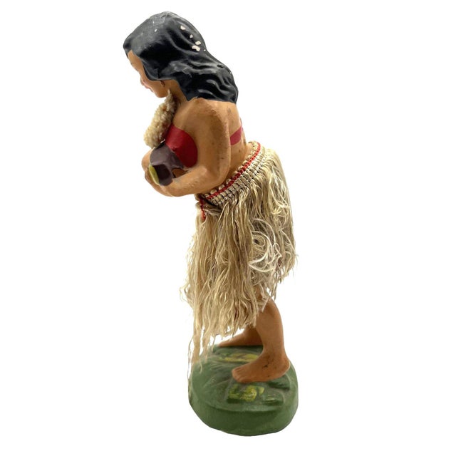 Mid-Century Modern Mid 20th Century Ceramic "Aloha" Hawaiian Dancing Hula Girl Bobble Doll For Sale - Image 3 of 9