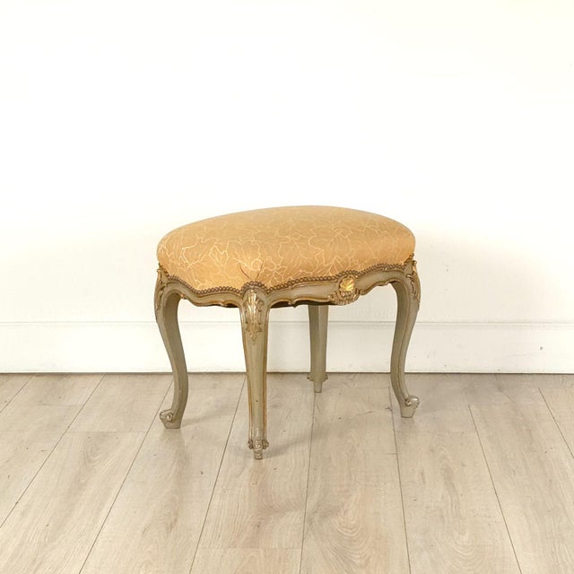 French French Painted and Gilt Upholstered Stool, 19th Century For Sale - Image 3 of 6