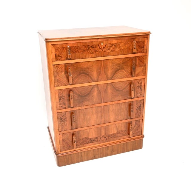 Art Deco Figured Walnut Chest of Drawers, 1930 For Sale - Image 12 of 12