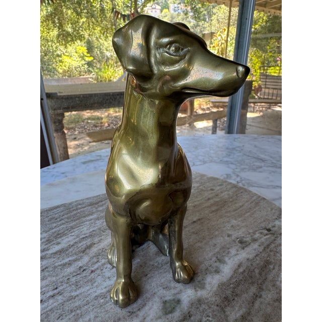 Mid-Century Modern Midcentury Solid Brass Sitting Dog Statue For Sale - Image 3 of 11