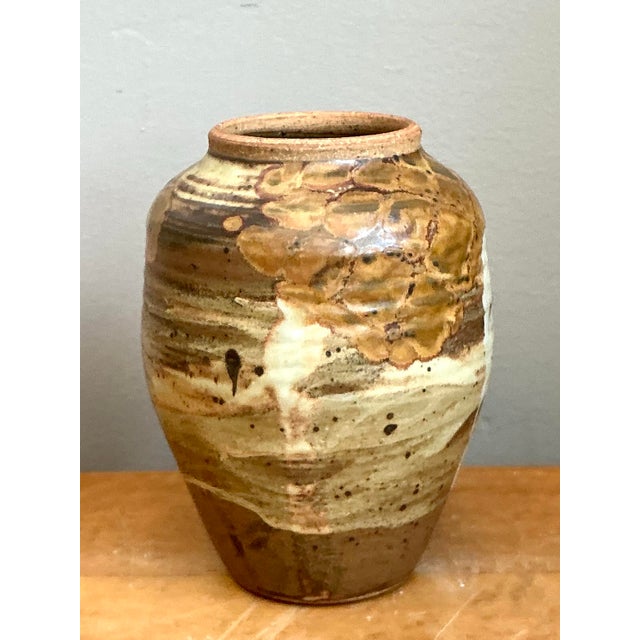 Vintage Glazed Studio Pottery Vase For Sale - Image 11 of 12