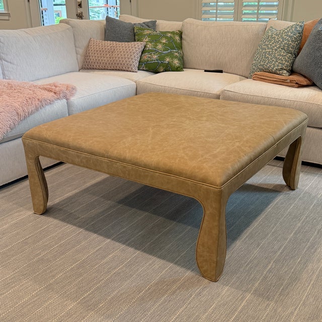 Large Square Leather Gidget Ottoman For Sale - Image 10 of 12