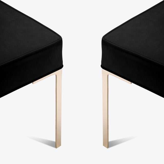 Not Yet Made - Made To Order Astor Brass Ottomans in Noir Ultrasuede by Montage, Pair For Sale - Image 5 of 6