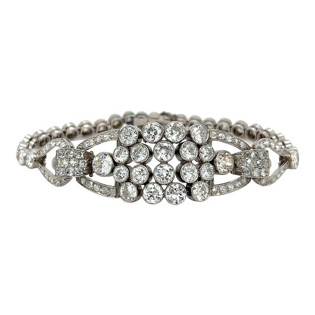 Edwardian Era 20 Carat Old Euro Cut Diamond Bracelet In Platinum Setting For Sale
