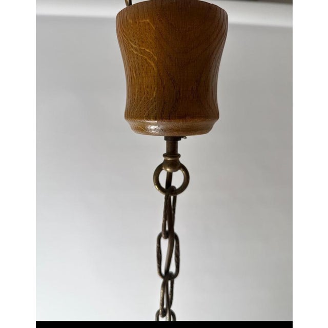 1970s Cone-Shaped Hanging Lamp in Murano Glass and Oak, 1970s For Sale - Image 5 of 18
