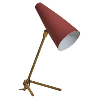 1950s Petite Italian Red Enamel Table Lamp by Stilux For Sale