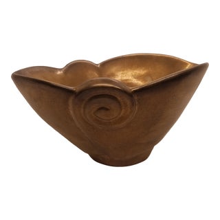 Vintage MCM Bronze Paint Ceramic Vase For Sale