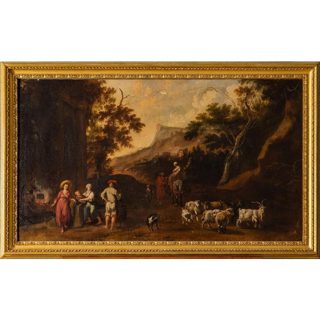 Rosa Da Tivoli, Pastoral Scene in the Roman Countryside, Late 17th Century, Oil Painting, Framed For Sale - Image 6 of 6