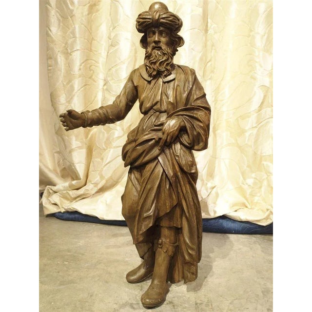 18th Century Carved Wooden Statue From France For Sale - Image 13 of 13
