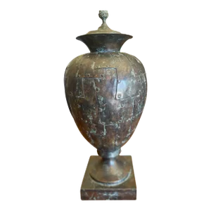 1980s Maitland Smith Bronze Patchwork Decorative Urn