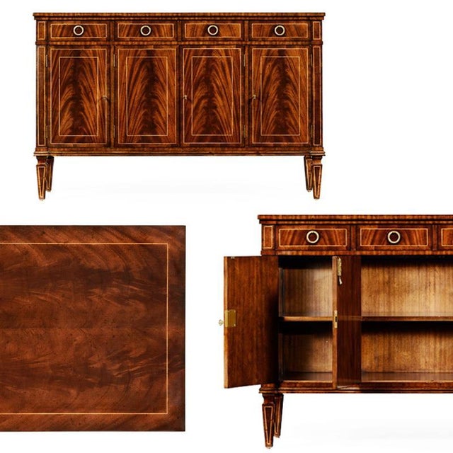 Wood Flame Mahogany Regency Style Buffet, Federal-Style Side Cabinet With Four Doors by Jonathan Charles 494842-Mah For Sale - Image 7 of 17