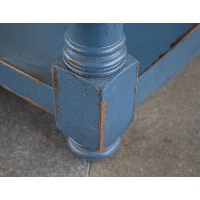 Rustic Stonegate Solid Wood End Table - Blue For Sale - Image 3 of 3