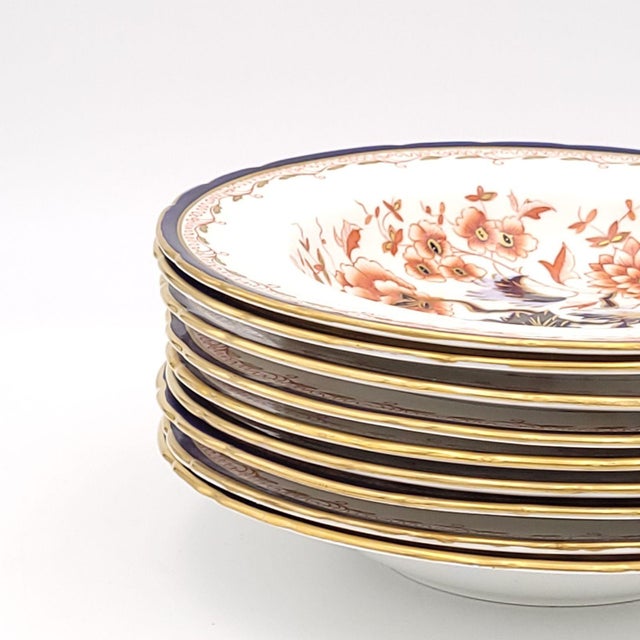 Set of Nine Royal Crown Derby Soup Bowls, Circa 1980 For Sale - Image 4 of 8