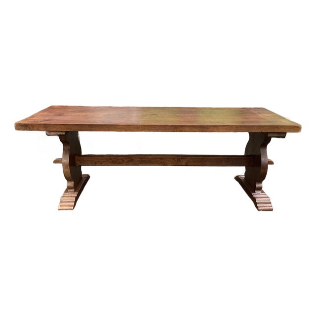 French Solid-Plank Oak Farmhouse Table For Sale