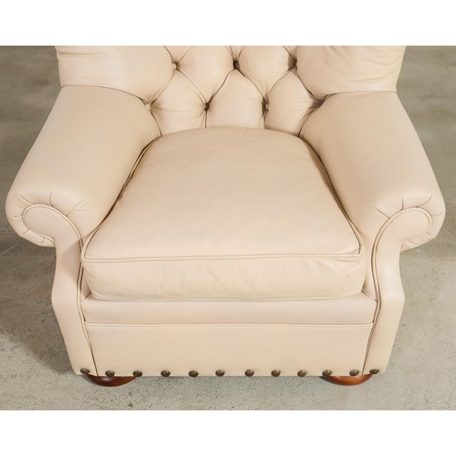 Pair of Ralph Lauren Style Leather Writer's Chairs + Ottomans For Sale - Image 11 of 18