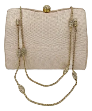 Late 20th Century Judith Leiber Pink Lizard Crystal Strap Bag