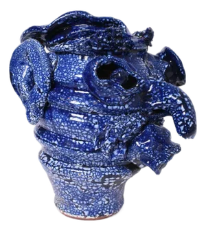 Anthropomorphic Blue Ceramic Vase by Helder