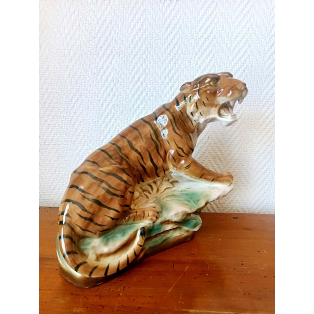 Glazed Ceramic Tiger, 1940-1950 For Sale - Image 6 of 11