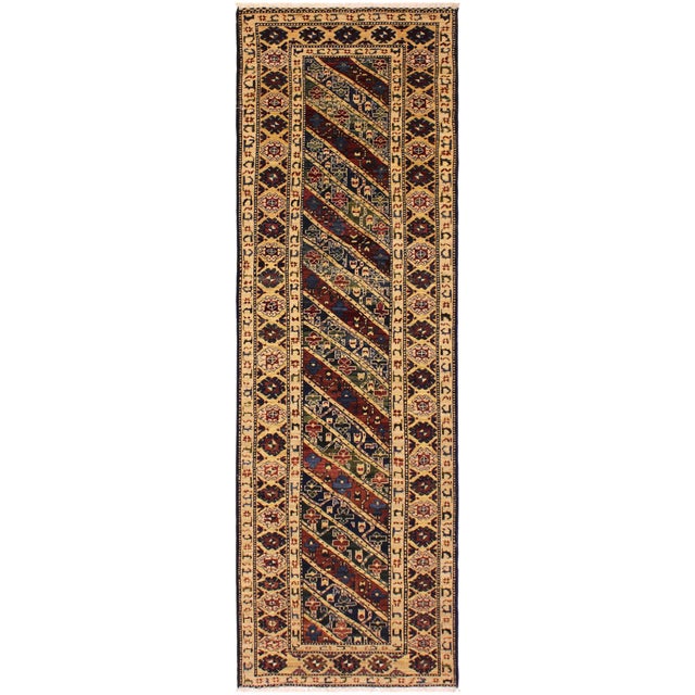Rustic Ziegler Blue/Ivory Wool Runner Rug- 2'9'' X 9'8'' For Sale - Image 9 of 10
