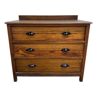 Antique Arts and Crafts Mission Style Oak Dresser Chest of Drawers For Sale