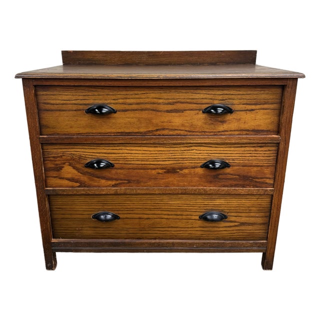 Antique Arts and Crafts Mission Style Oak Dresser Chest of Drawers For Sale