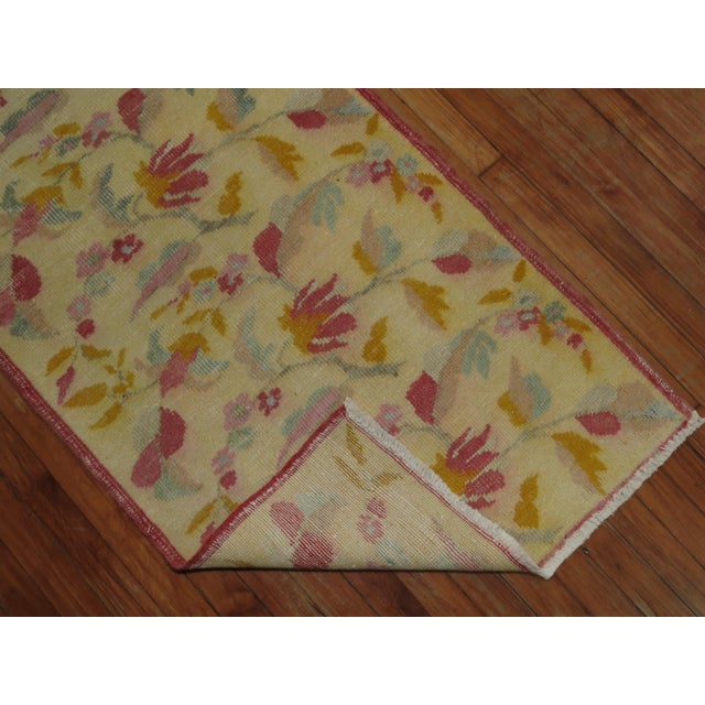 Boho Chic Vintage Zabihi Collection Turkish Anatolian Floral Small Runner For Sale - Image 3 of 6