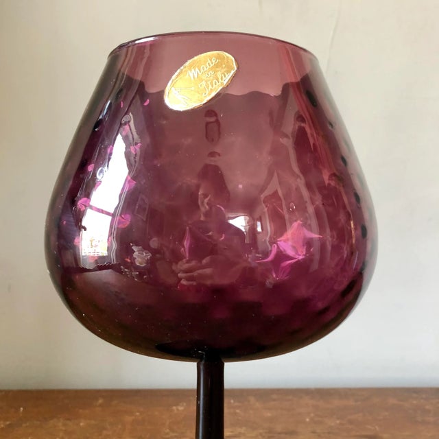 Mid-Century Modern Empoli Amethyst Murano Italian Glass Compote For Sale - Image 3 of 7