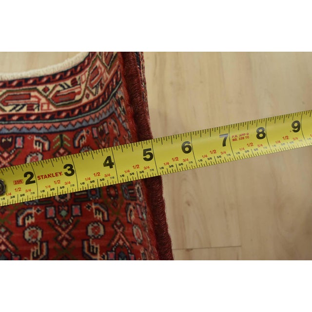 Hamedan Rug 3’5” X 4’10” Red Wool Vintage Tribal Hand-Knotted Carpet For Sale - Image 9 of 11