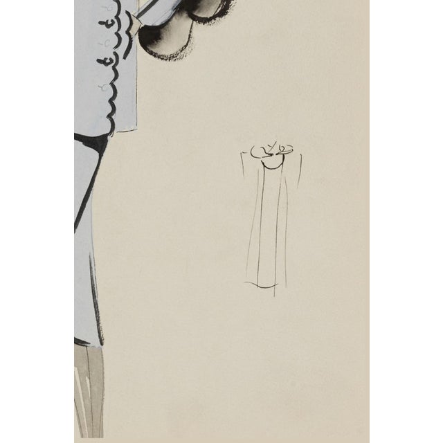 Blue Vintage French Fashion Art Print – Art Deco Woman in Pale Blue, 18" X 24" For Sale - Image 8 of 9