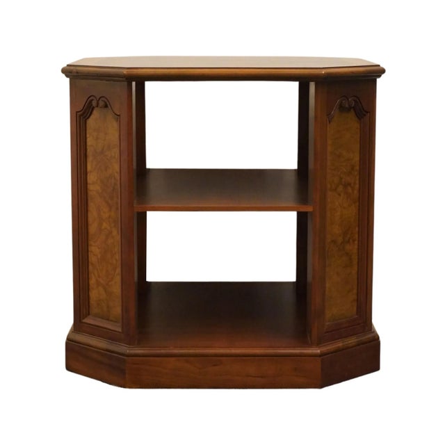 Brown Heritage Furniture Traditional Style 26" Tiered Accent End Table W. Burled Walnut Accents For Sale - Image 8 of 8