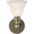 Boston Functional Single Light in Antique Nickel with White Glass Designer: Chapman & Myers Height: 9" Extension: 9.5"...