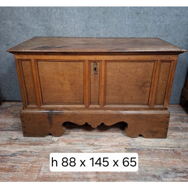 18th Century Rustic Oak Chest with Molded Panels For Sale - Image 10 of 11